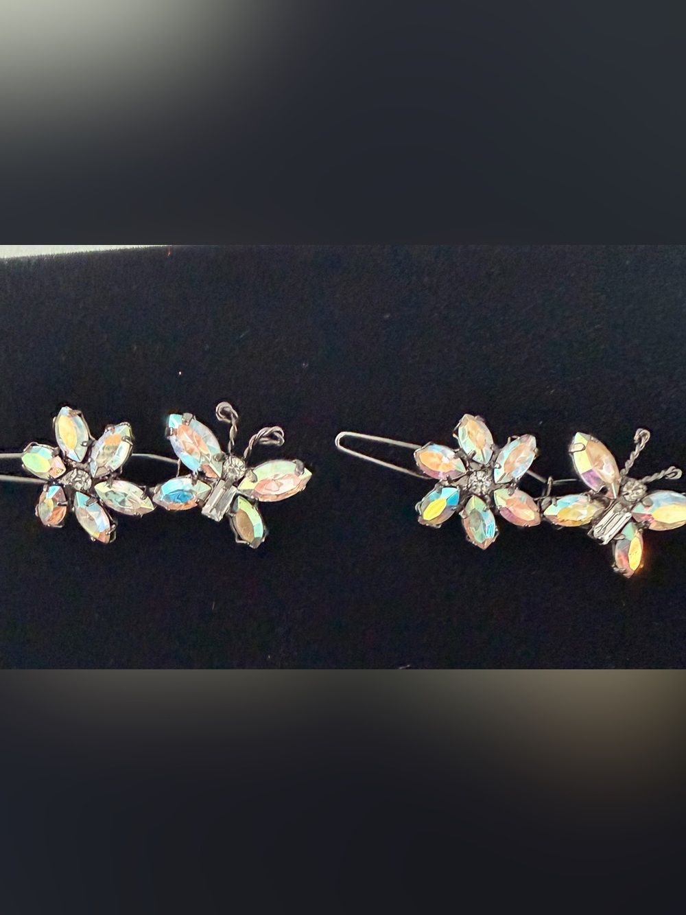 Crystal Butterfly Hair Barrettes - Iridescent Sparkle
